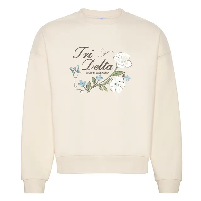 Delta Delta Delta Floral Butterfly Mom's Weekend Crewneck 2
