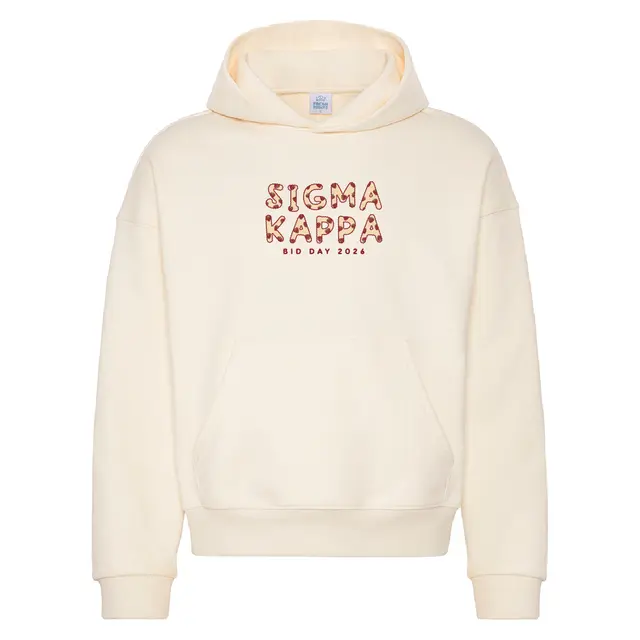 Sigma Kappa Strawberry Pattern Text Bid Day Hoodie 2