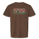 Zeta Tau Alpha Leopard Print Text with Leaves Bid Day Shirt 2