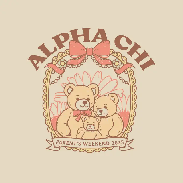 Alpha Chi Omega Bear Family with Bow Parent's Weekend Shirt