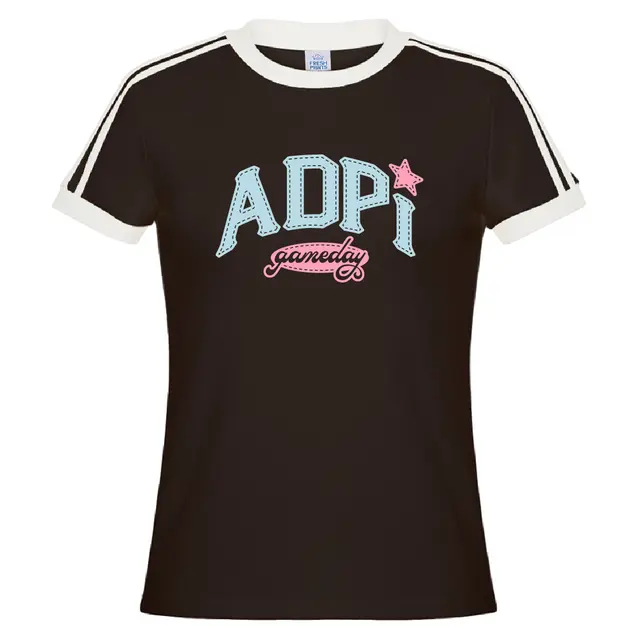 Alpha Delta Pi Stitched Texts and Oval Game Day Shirt 2