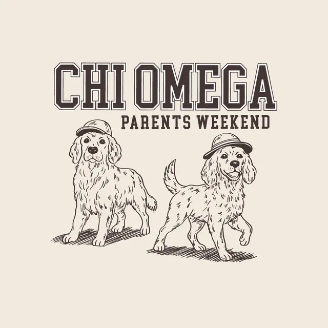 Chi Omega Dogs Sketch Parents Weekend Crewneck