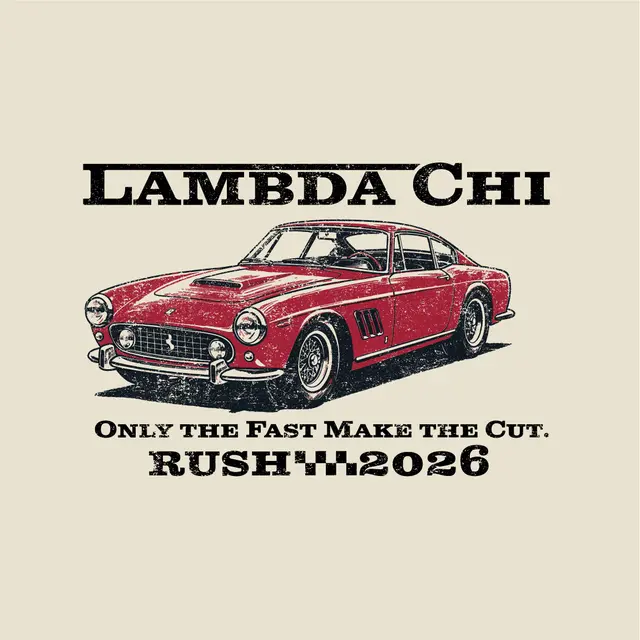 Lambda Chi Illustration of Classic Car Rush Hoodies