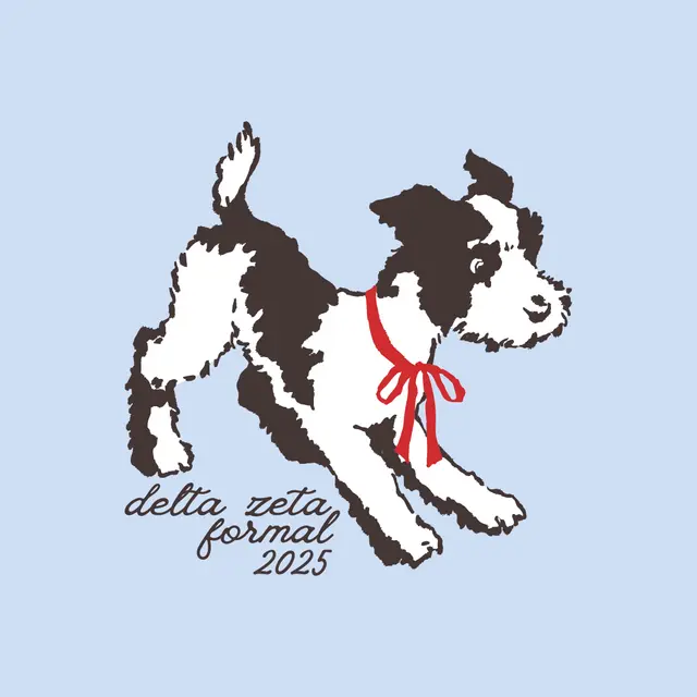 Delta Zeta Playful Dog Illustration Formal Hoodie