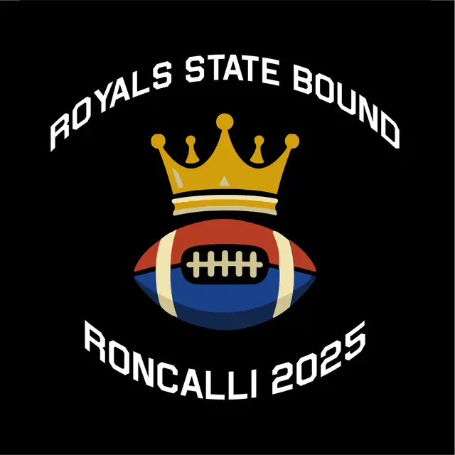 Roncalli Royals Crown and Football Game Day Shirt
