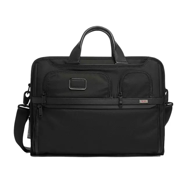 Tumi Alpha 3 Compact Large Screen Laptop Brief 1173021041 Black Front