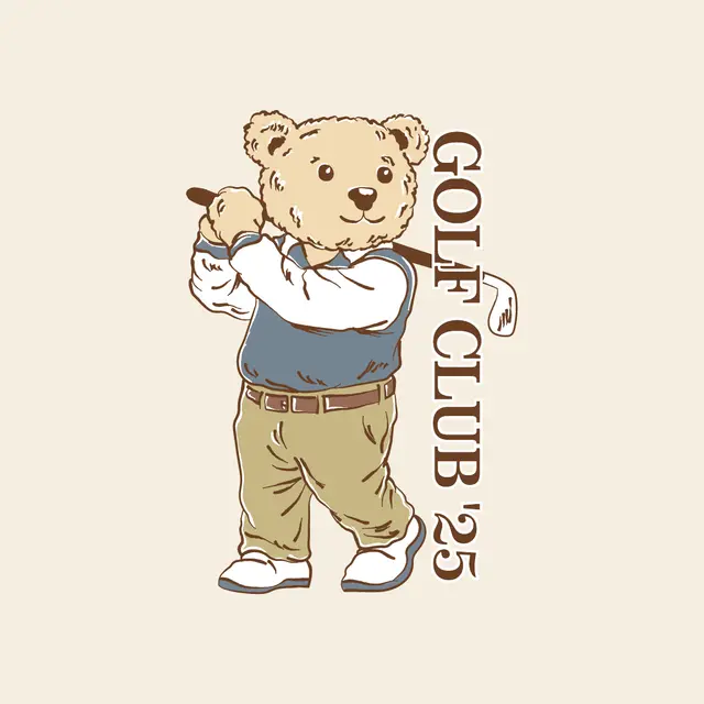 Golf Club Golfer Bear Graphic PR Hoodie