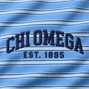 Chi Omega Striped Lettering PR Sweater