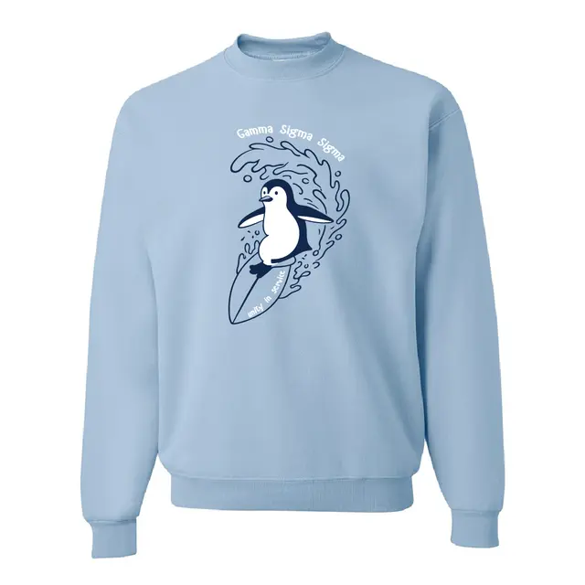 Gamma Sigma Sigma Surfing Penguin Design PR Crewneck 2