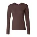 Customizable Bella + Canvas Women's Baby Rib Long Sleeve Tee 5001 Brown Front