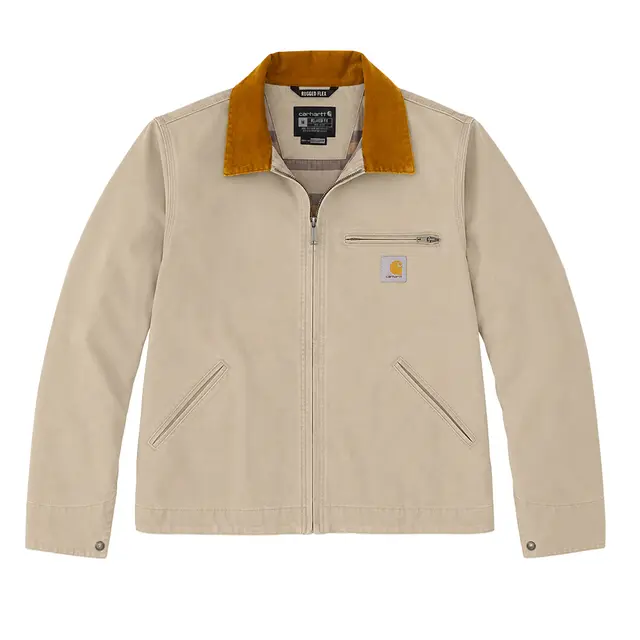 Carhartt Mens Rugged Flex® Duck Relaxed Fit Detroit Jacket Sand Dune Front