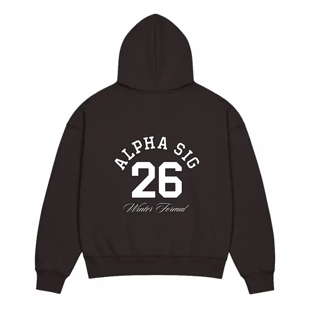 Alpha Sigma Phi Stacked Serif Text Formal Hoodie 2