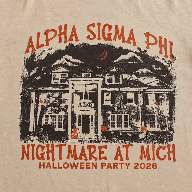 Alpha Sigma Phi Haunted House Illustration Halloween Shirt