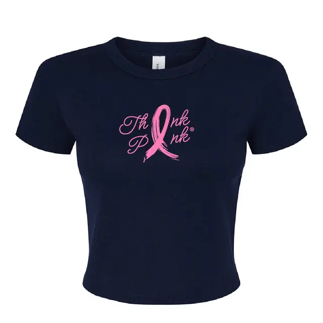 Zeta Tau Alpha Think Pink Ribbon Script Philanthropy Shirt 2