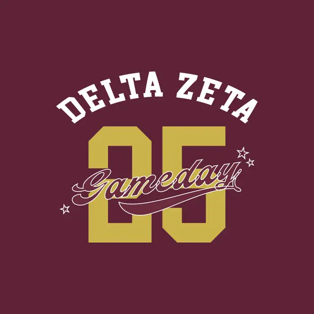 Delta Zeta Bold Number and Script Game Day Jersey