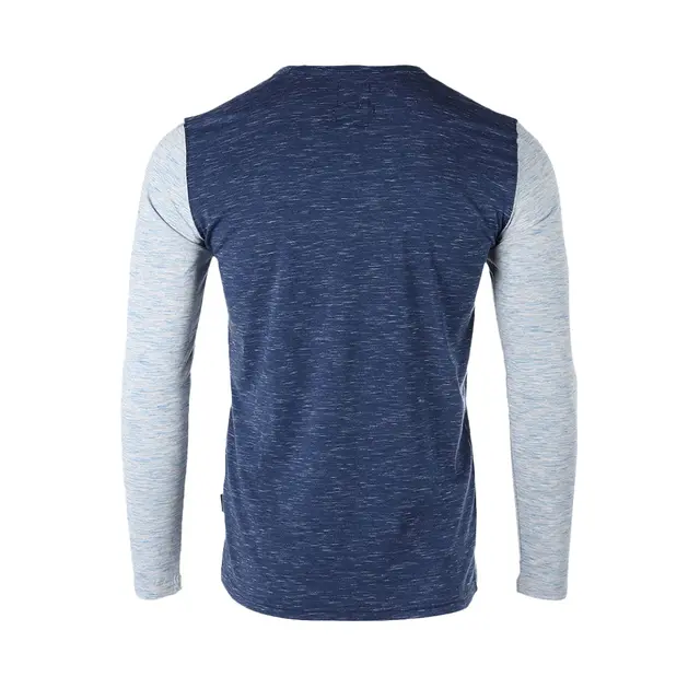 Zimego Apparel Contrast Long Sleeve Casual Button Baseball Henley zgls336 Navy Back