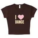 I Love Dance Patterned Heart Graphic PR Crop Top Design for Dance Club