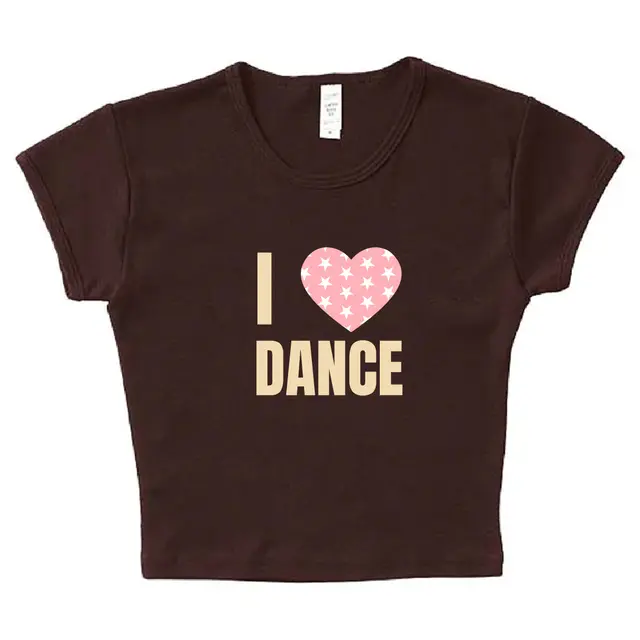 I Love Dance Patterned Heart Graphic PR Crop Top Design for Dance Club