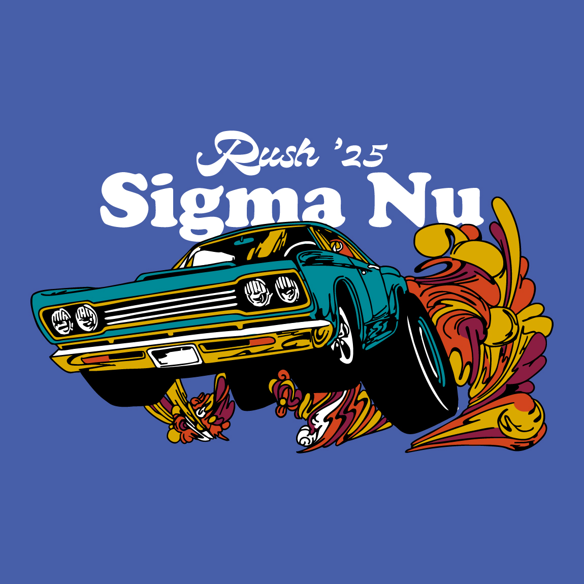 Sigma Nu Funky Racing Car with Groovy Psychedelic Smoke Rush Shirt ...