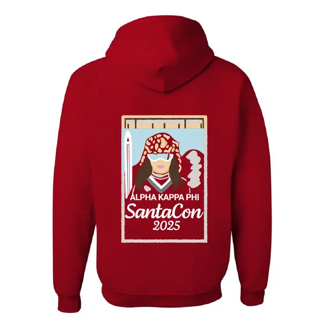 Alpha Kappa Phi SantaCon Skier Illustration Hoodie 2