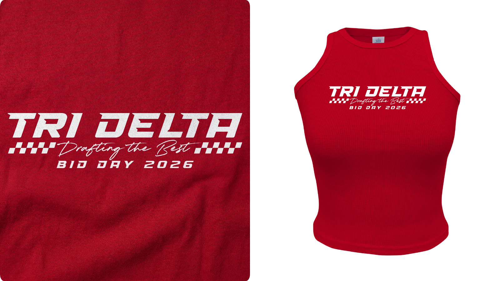 Tri Delta merch Racing theme