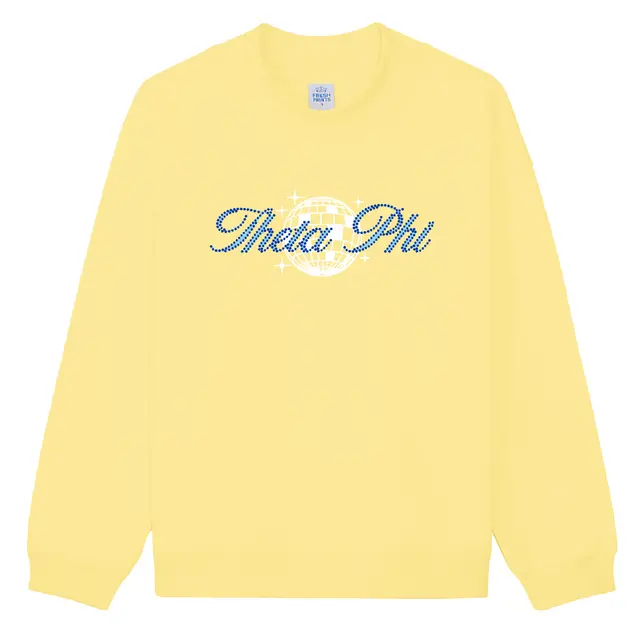 Theta Phi Sparkling Lettering Disco Ball Date Party Sweater 2