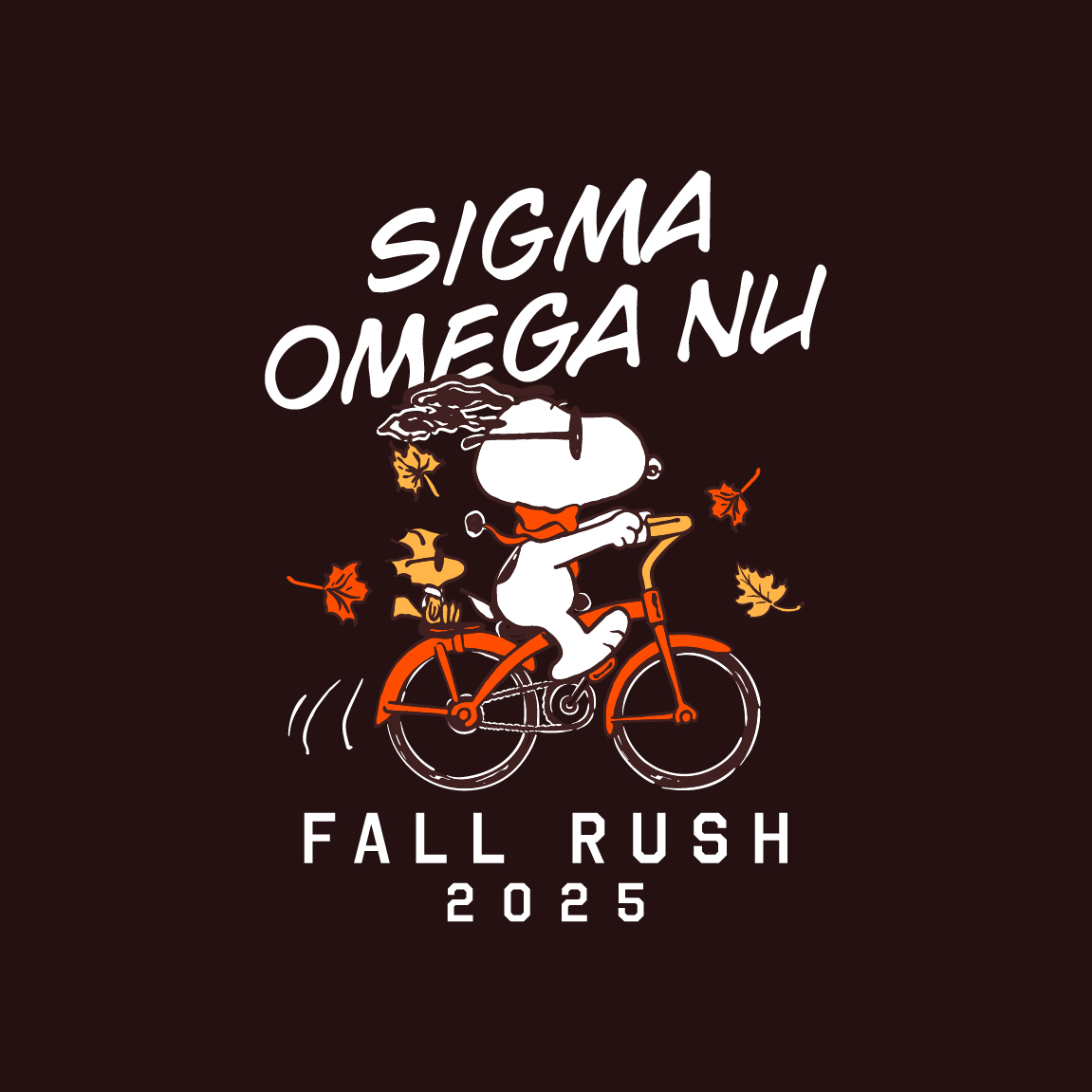 Sigma Omega Nu Biking Pup Fall Rush Shirt | Fresh Prints