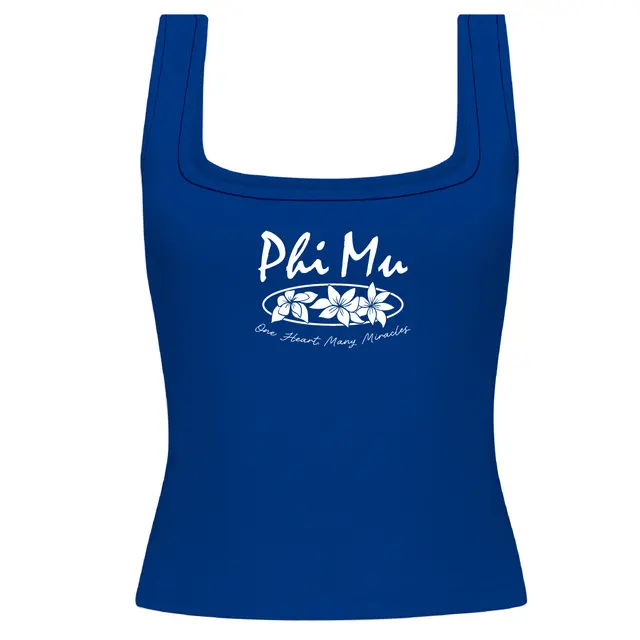 Phi Mu Floral Text with Oval Philanthropy Tank 2