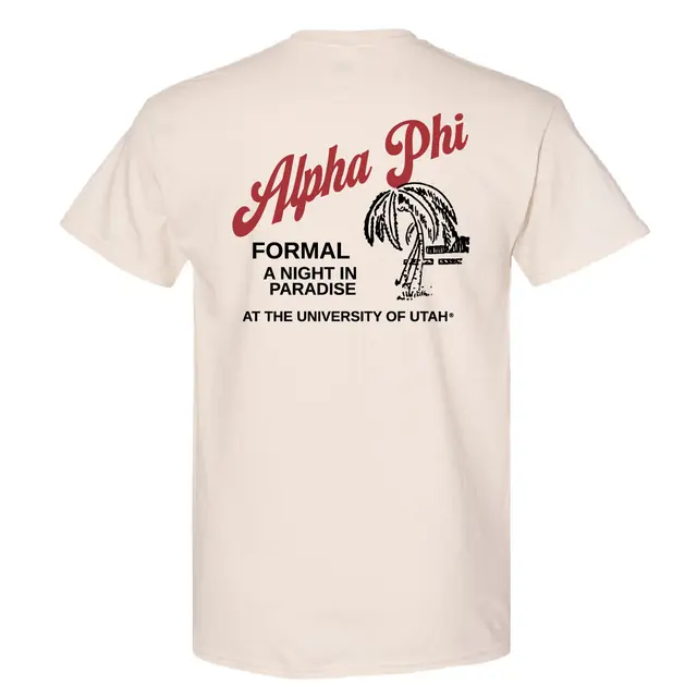 Alpha Phi Palm Tree Flowing Script Formal Shirt 2