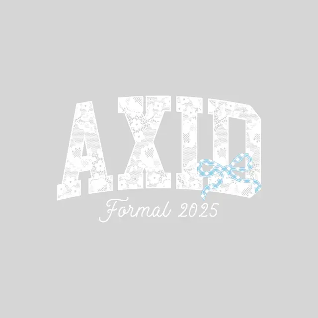 Alpha Xi Delta Lace Text with Checkered Bow Formal Crewneck