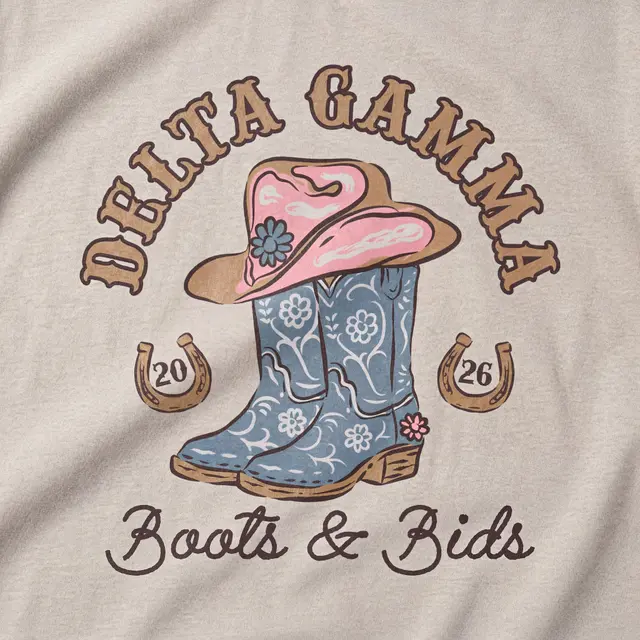 Delta Gamma Cowboy Boots Floral Illustration Rush Tank