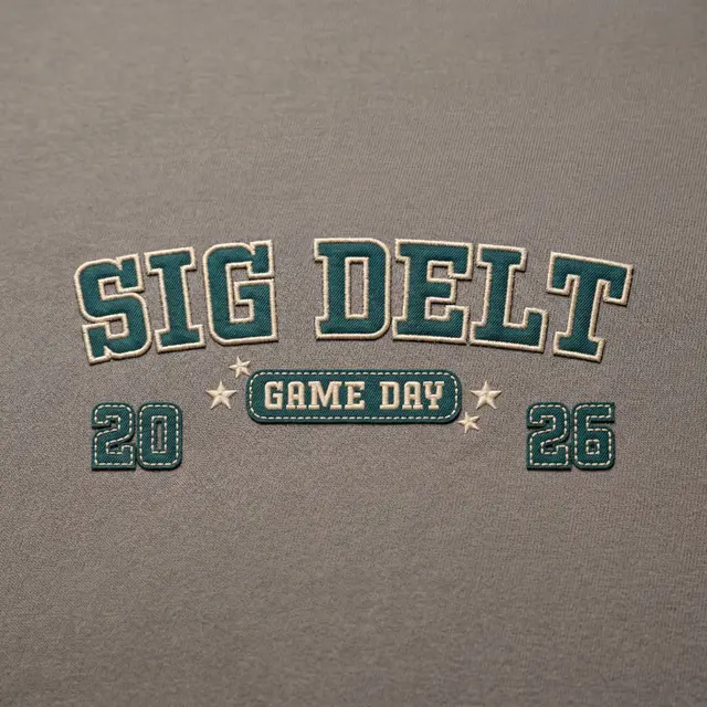 Sigma Delta Tau Stitched Text Game Day Hoodie