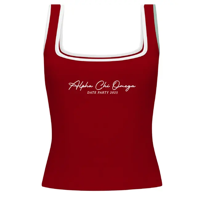 Alpha Chi Omega Script Font Date Party Tank 2