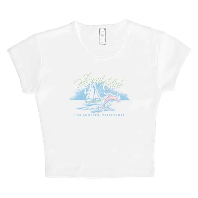 Boat Club Sailboat and Dolphin in Pastel PR Shirt 2
