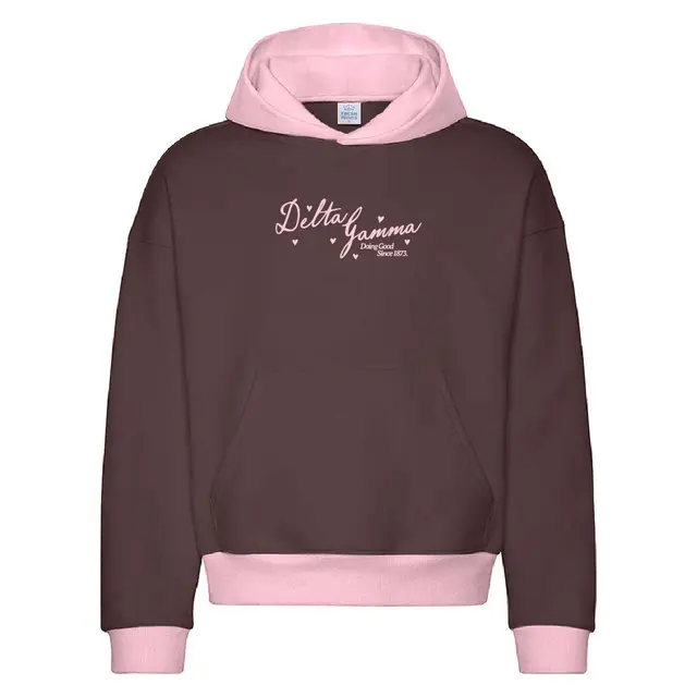 Delta Gamma Pink Script and Hearts PR Hoodie 2