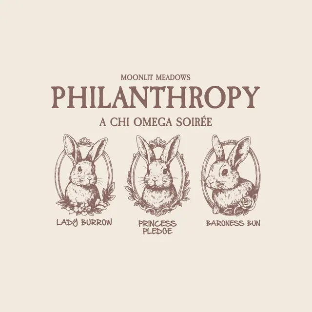 Chi Omega Bunnies Illustration Philanthropy Crewneck