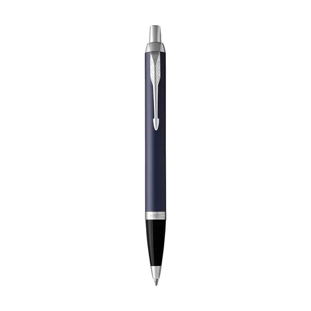 Parker IM Ballpoint Blue Matte - Silver Trim Front