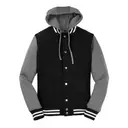 SPORTTEK INSULATED LETTERMAN JACKET Black Vintage Heather Front