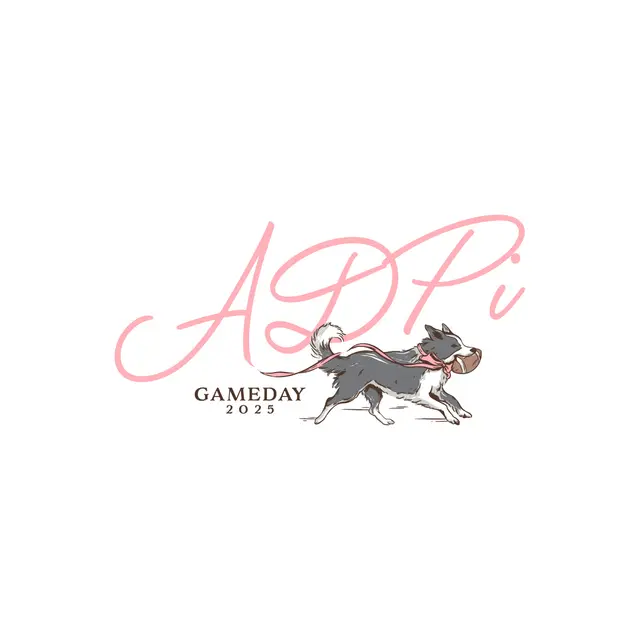 Alpha Delta Pi Playful Dog Illustration Game Day Sweater