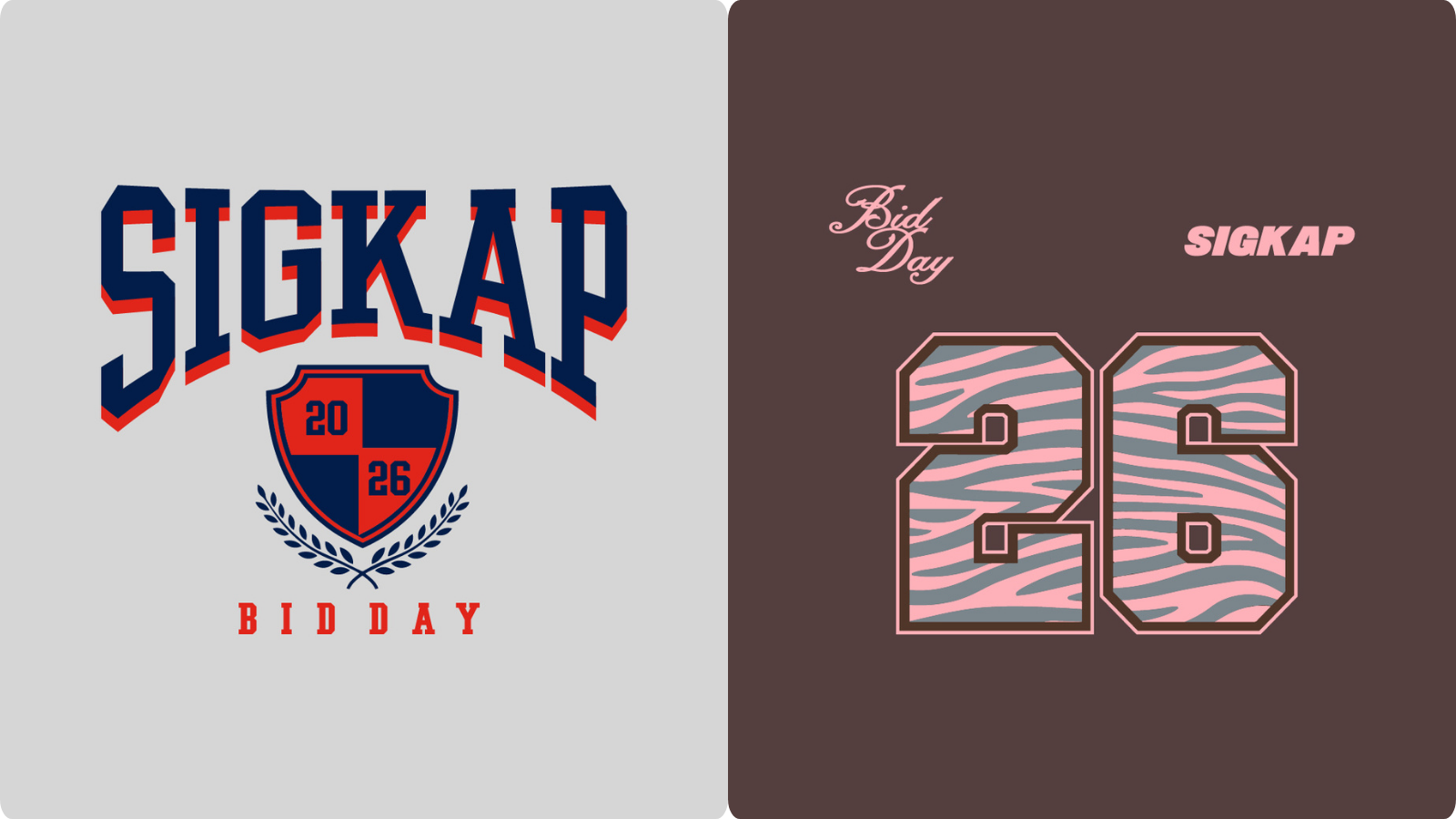 Sigma Kappa merch designs in varsity style
