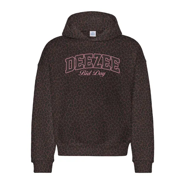 Delta Zeta Leopard Print Block Text Bid Day Hoodie 2
