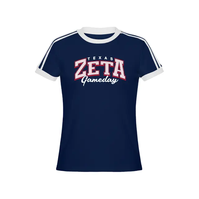 Zeta Tau Alpha Striped Lettering Game Day Shirt 2