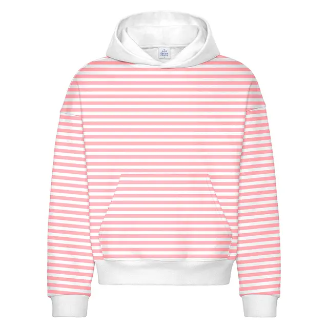 Fresh Prints Boston Graphic Heavyweight Hoodie Blush White Stripe Front