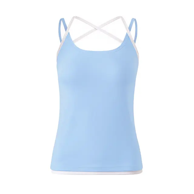 Fresh Prints FP124 Riley Halter Layered Tank Light Blue White mto Front