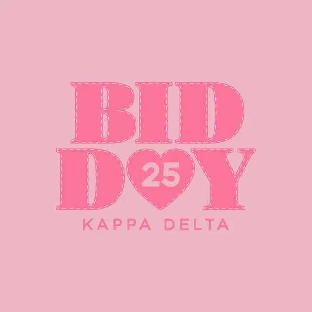 Kappa Delta Pink Stitched Heart Bid Day Crewneck