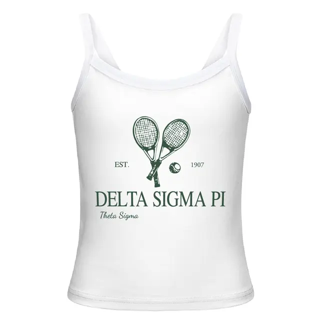 Delta Sigma Pi Tennis Racket Graphic PR Tank 2