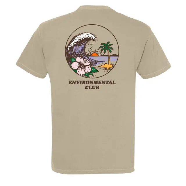 Environmental Club Ocean Wave Illustration with Sunset PR Shirt 2