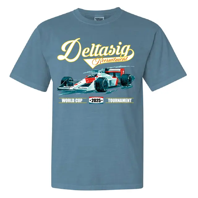 Delta Sigma Pi Formula Car Graphic Recruitment Shirt 2