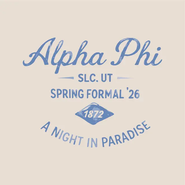 Alpha Phi Curved Script and Graphic Spring Formal Shirt