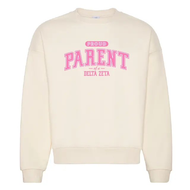 Delta Zeta Pink Block Text Parent's Weekend Sweater 2